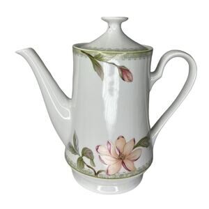 Oneida Porcelain Teapot Savanna Collection Holiday Hot Cocoa Tea Pot Floral Vtg